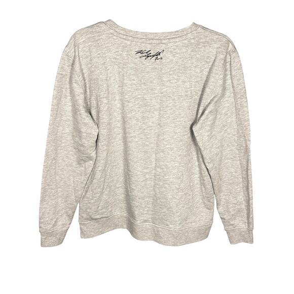 Karl Lagerfeld Sweatshirt Women Medium Gray Neon Signature Eiffel Tower Pullover - Picture 3 of 13
